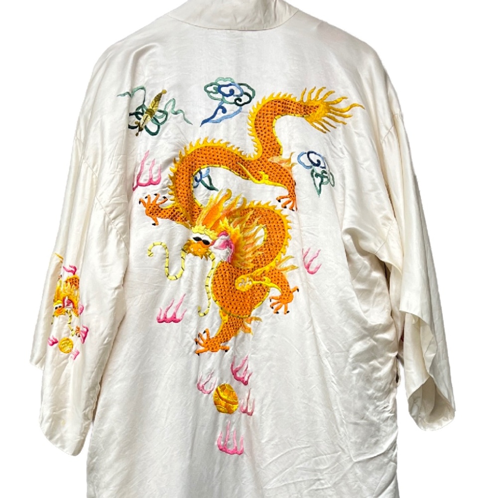 Golden Dragon Vintage Silk Blend Robe